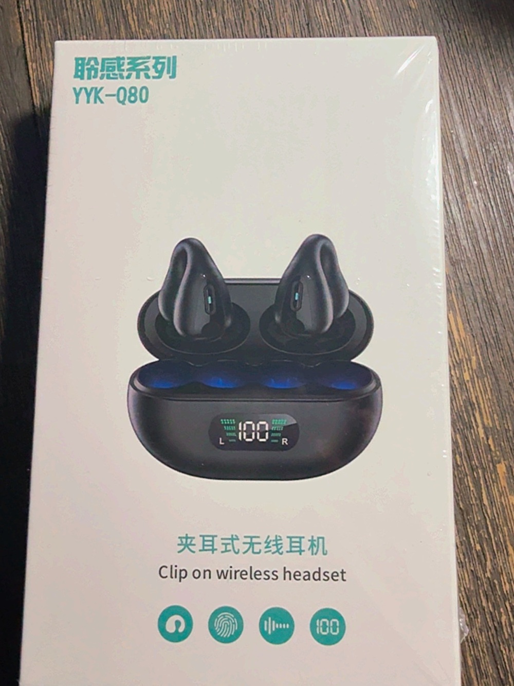 Black Clip-On Wireless Headset - True Wireless Earbuds
